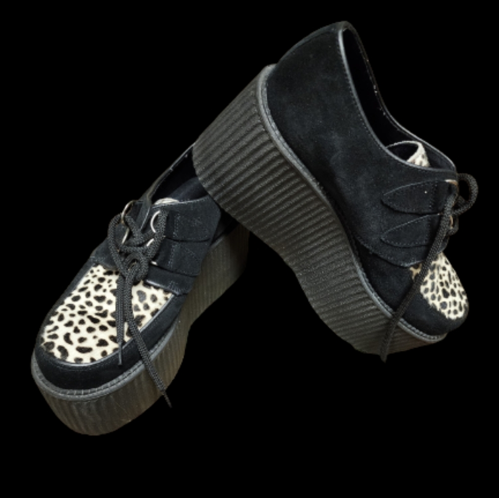 Underground England Ponyhair Leopard Platform Creeper